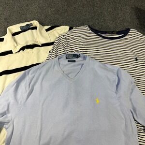 Polo Ralph Lauren Men XXL 2XLT Bundle Pima Cotton Sweater Rugby Polo Striped Tee
